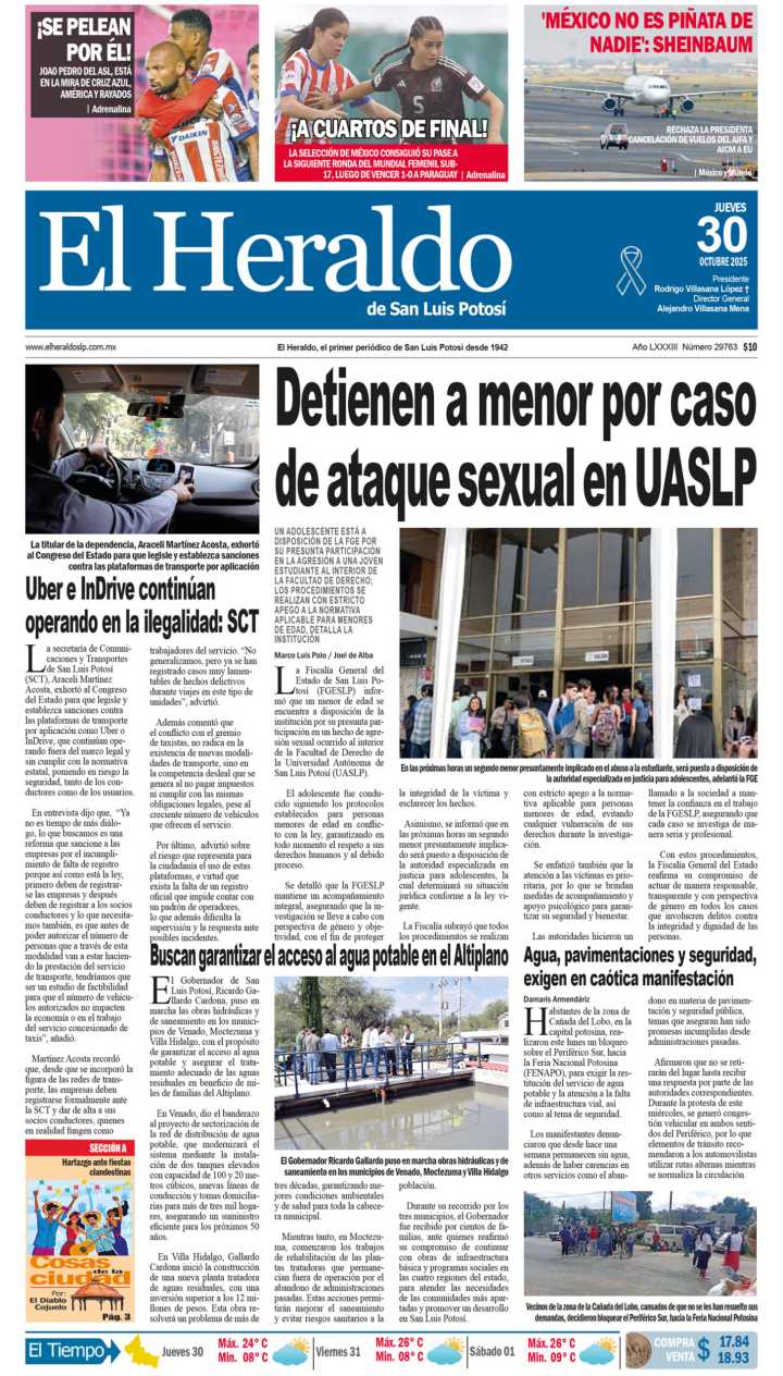 Edición impresa 30 de octubre de 2025