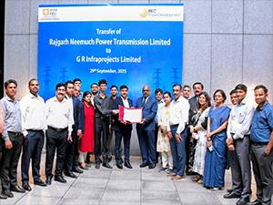 RECPDCL handovers Rajgarh Neemuch Power Transmission SPV to G R Infraprojects