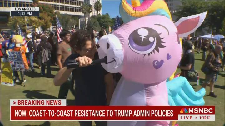 MSNBC Interviews Unicorn at ‘No Kings’ Rally: Look ‘Ridiculous’ to Protest Trump