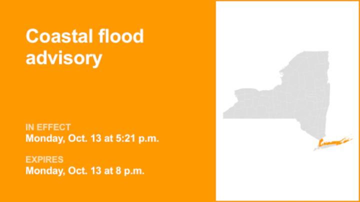 NY weather: Coastal flood advisory issued for part of New York Monday evening