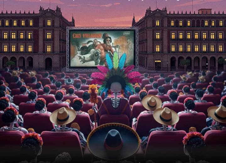 Ánimas y sombras evocan mega cine en el Zócalo