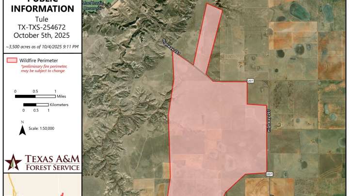 Tule Fire 80% contained northeast of Plainview