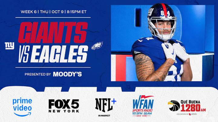 Giants vs. Eagles: How to Watch, Listen & Live Stream Week 6