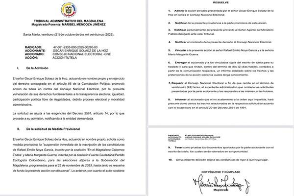 Admiten tutela contra CNE por obviar solicitud de revocatoria de candidatos