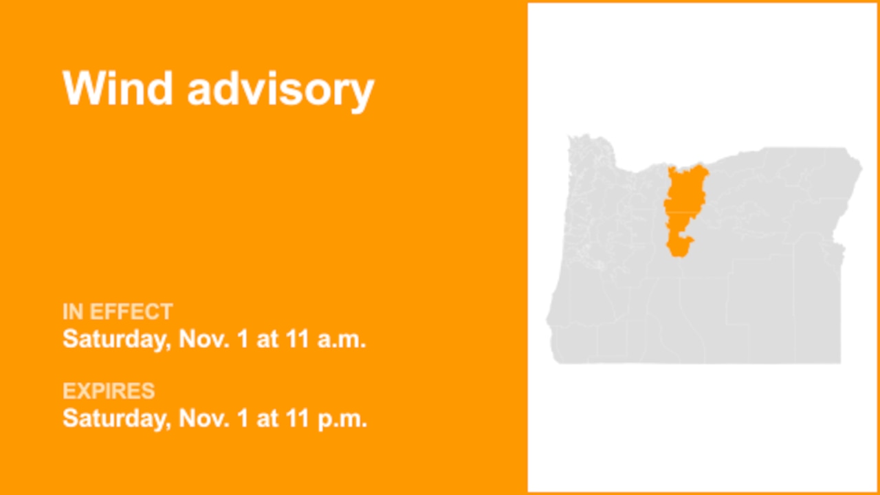 Wind advisory for North Central Oregon and Central Oregon for Saturday