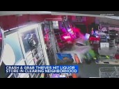Crash-and-grab thieves slam stolen Jeep into Clearing liquor store, steal ATM and more: VIDEO