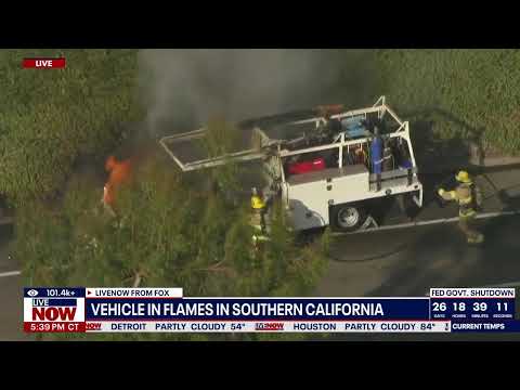 SKYFOX: Vehicle engulfed in flames on highway