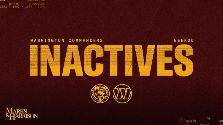 Commanders vs. Bears Week 6 inactives