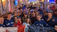 ‘An absolute blast’: Dozens of Blue Jays fans in UK gather for Game 1 of World Series