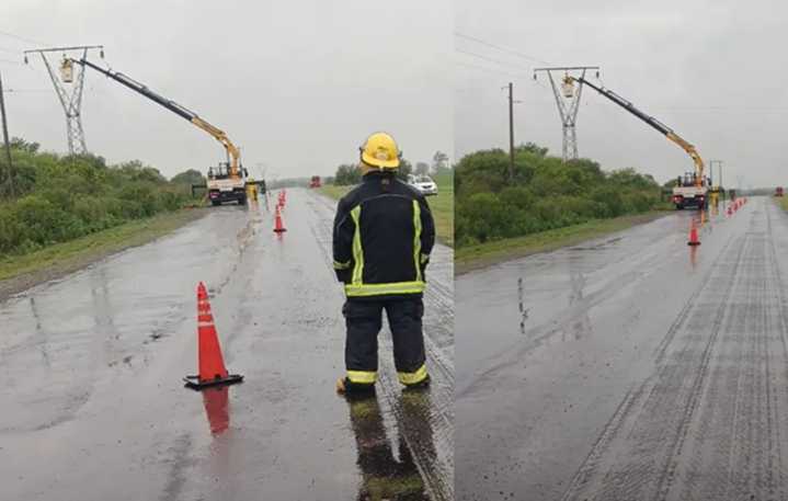 Cable de alta tensión cayó en la ruta 39 y generó preocupación
