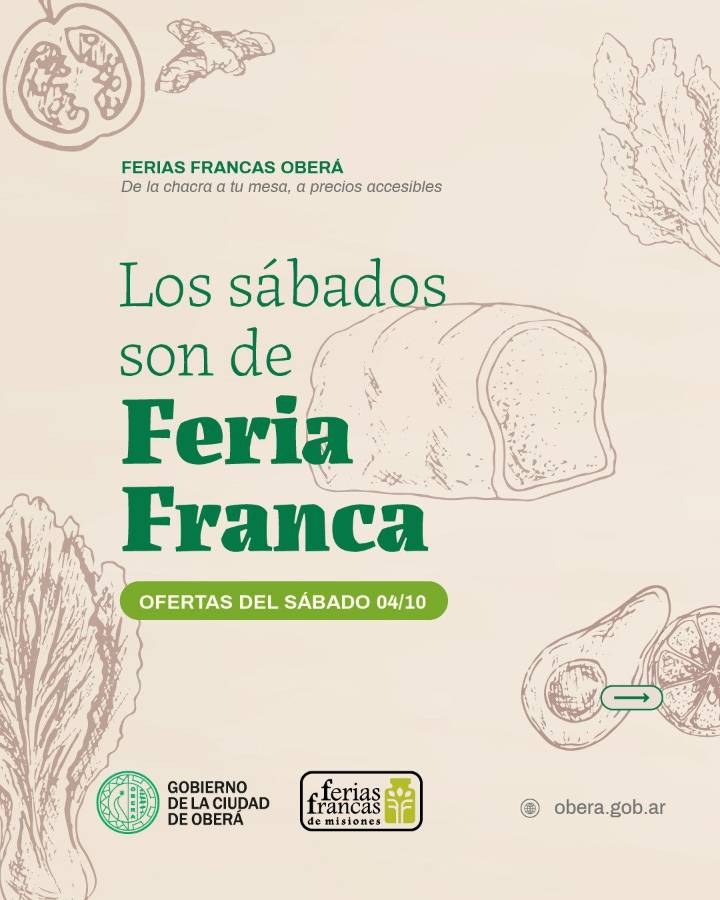 El sábado nuevas ofertas en la Feria Franca