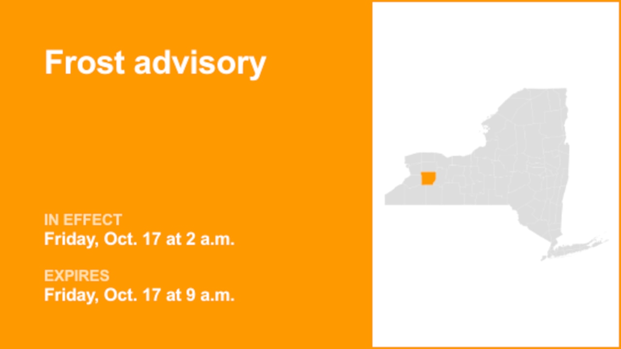 NY weather: Frost advisory in place for Wyoming County for Friday
