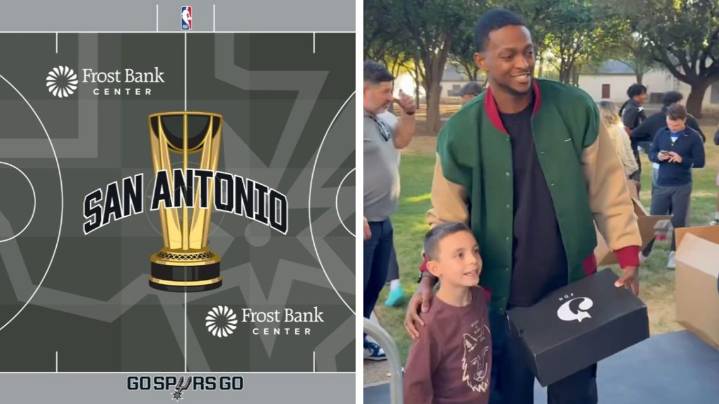 New Spurs NBA Cup court revealed; Fox surprises fans with free sneakers