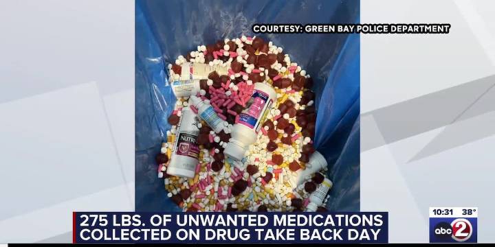 Green Bay police collect 275 pounds of unwanted medication during drug take
