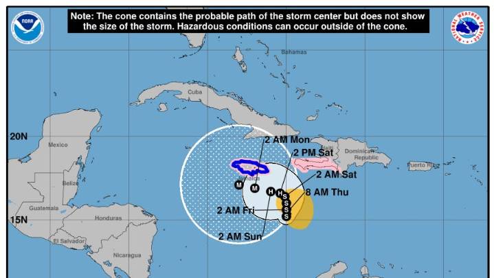 Timeline shows location, strength of Tropical Storm Melissa through weekend