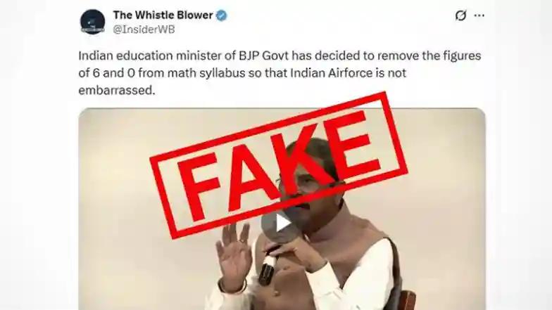 Fact Check Is Modi Government Removing Digits 6 and 0 From Maths Syllabus After Pakistan Allegedly Downed 6 Indian Jets During Operation Sindoor? Dharmendra Pradhan’s Viral Video Is AI