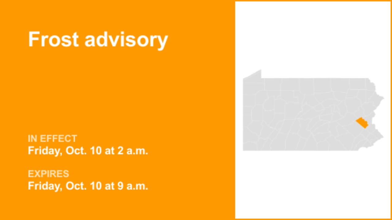 Frost advisory active for Lehigh County Friday