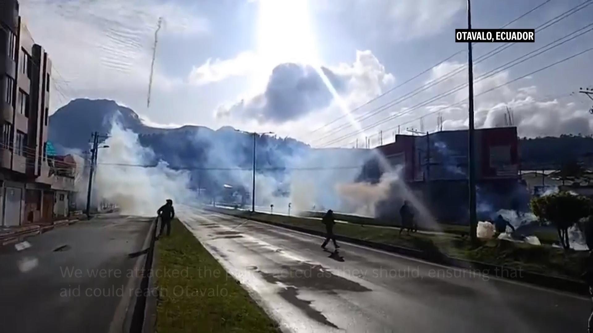 Ecuador police clash with protesters blocking highway over rise in fuel prices