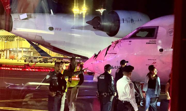 Caos por choque de dos aviones de Delta en Aeropuerto de Nueva York