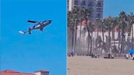Video: un helicóptero perdió el control y se estrelló en una playa de California dejando cinco heridos