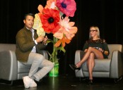 Andres Chavez tells crowd at Orange High School how he works to keep grandfather’s legacy alive