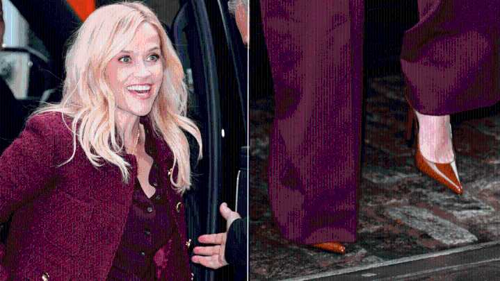 Reese Witherspoon Swaps Suede for Patent Slingbacks in New York
