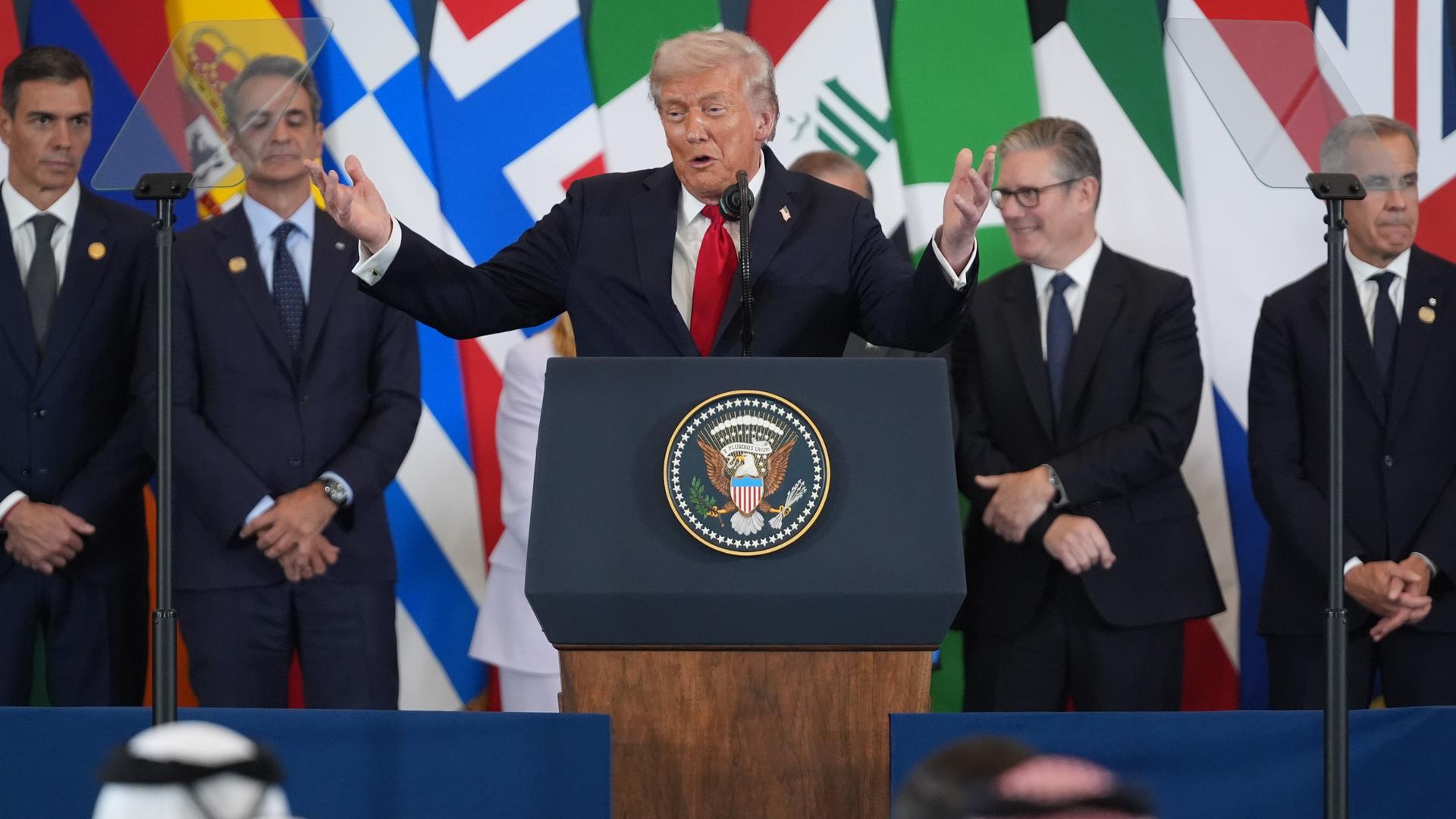 Trump urges leaders to put 'old feuds' aside as he calls for a new era of harmony in the Middle East