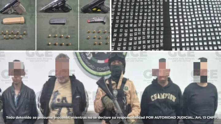 Cuatro hombres fueron detenidos con armas y drogas en El Paseo