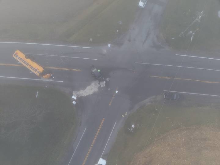 School bus tips over after crash with cop car in Upstate NY; deputy ticketed