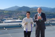 Ignacio Galán recibe en Torre Iberdrola a la marchadora María Pérez tras sus dos oros en Tokio