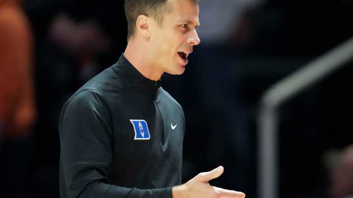 Listen as Jon Scheyer discusses Duke basketball's exhibition win at Tennessee