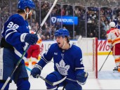 Domi, Knies score two goals each as Maple Leafs beat lowly Flames