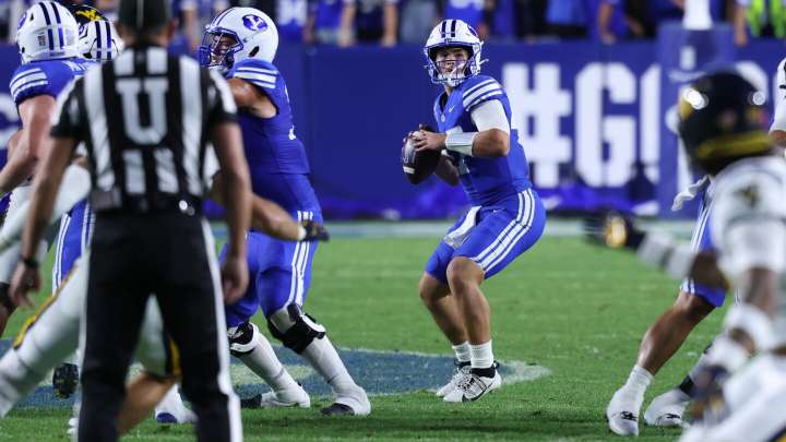 Bear Bachmeier throws for career-high 351 yards to lead No. 23 BYU past West Virginia 38