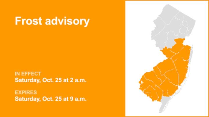 Update: Frost advisory in place for 10 N.J. counties for Saturday