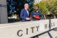 Mayor, security guard rush to save man overdosing outside city hall