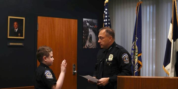 12-year-old boy sworn in as honorary Indianapolis police officer