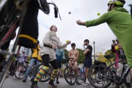 Naked bike riders demonstrate against federal troops in ‘quintessentially Portland’ protest