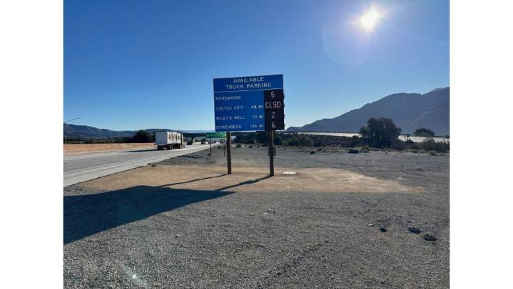 Signs pop up on the 10 Freeway to help truckers find a place to rest