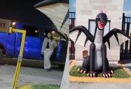 Mujer roba adorno de Halloween en Torreón y lo regresa horas después