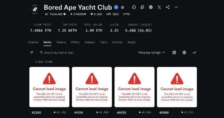 Oops! The AWS Outage Took Down Everybody’s Bored Apes