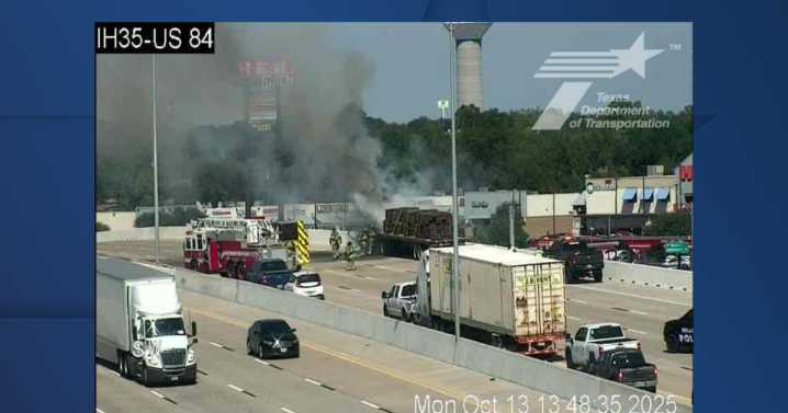 Truck fire shuts down northbound Interstate 35 Monday afternoon