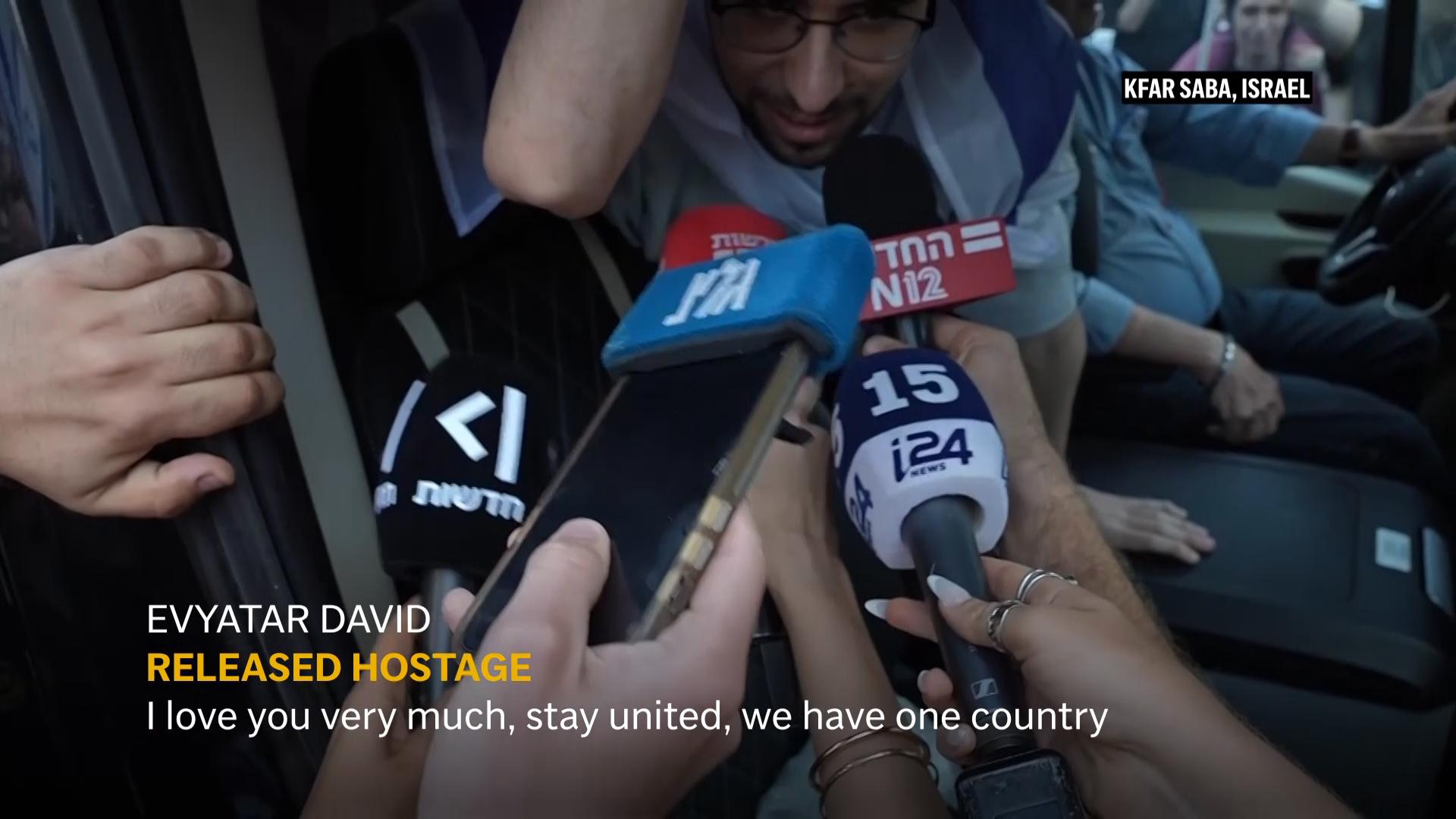 Released Hamas hostage Evyatar David returns to his home town in Israel