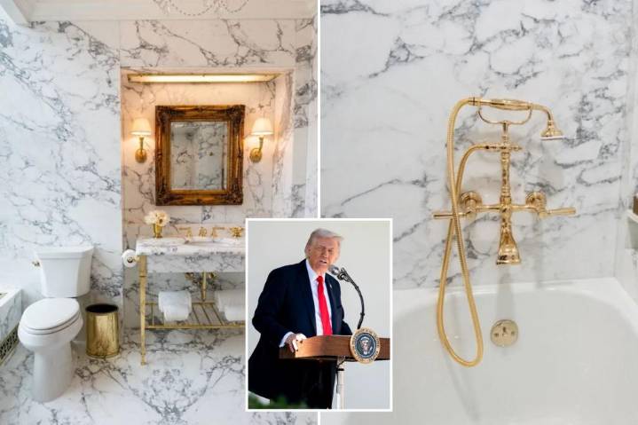 Trump unveils 'Lincoln Bathroom' renovation -- complete with gold accents