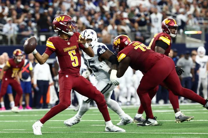 Deadspin | Commanders' Jayden Daniels optimistic about returning to face Seahawks