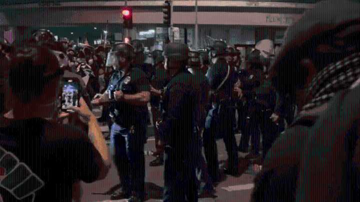 LAPD orders protesters to disperse, several detained