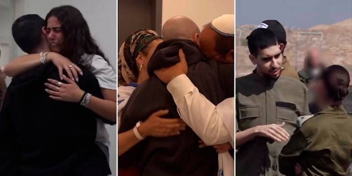 Los conmovedores abrazos de los rehenes israelíes al reencontrarse con sus familiares