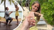 AFL star Trent Rivers gets on one knee to propose to partner Paris Stubberfield