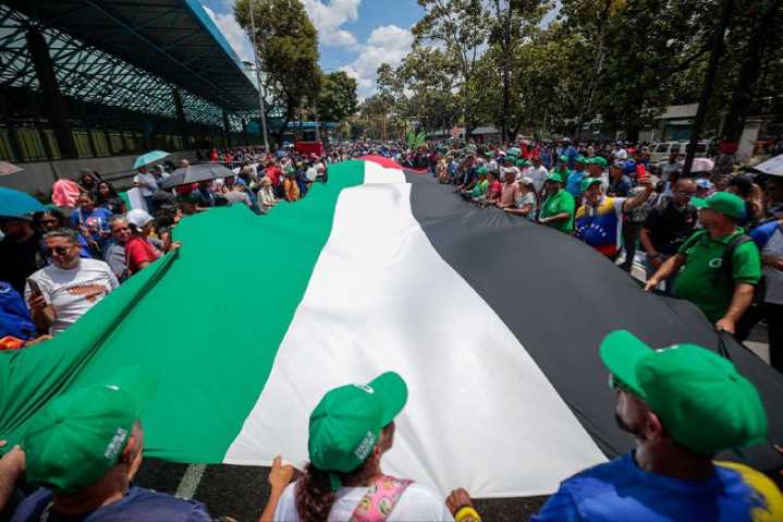 Venezolanos participan en multitudinaria marcha en apoyo a Palestina