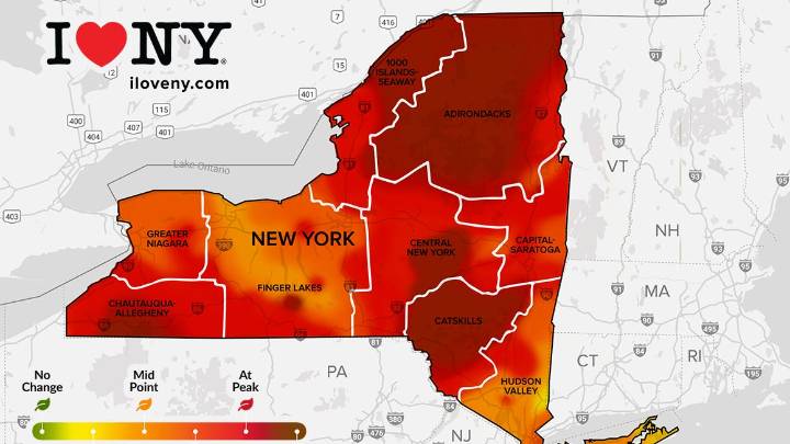 Where to see peak fall foliage in New York right now. See all the spots