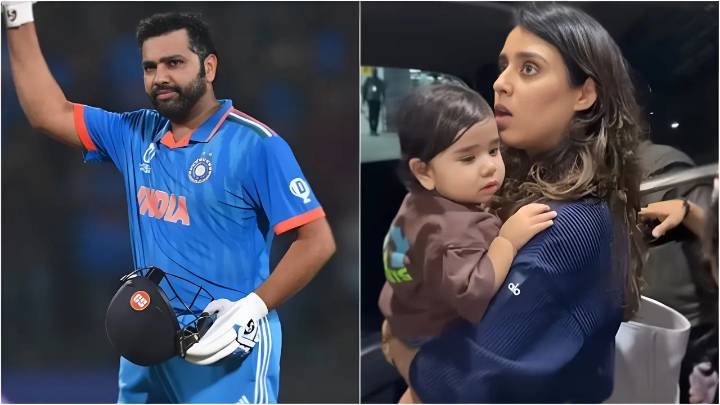 Rohit Sharma's baby boy Ahaan looking at paps with utmost curiosity will make you go aww